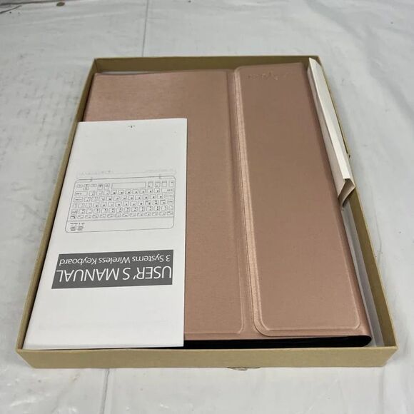 Boriyuan Rose Gold Bluetooth Backlit 10.9" Tablet Keyboard Folio Cover MS52 - Picture 2 of 5